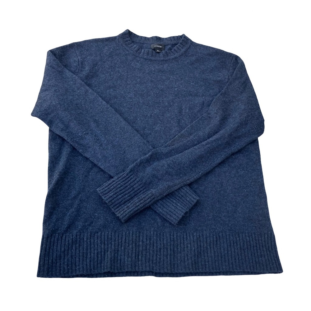 J Crew Sweater Merino Wool Blend Mens Medium Dark Grey Garter Stitch Crew Neck